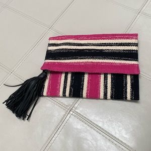 Canvas stripe clutch